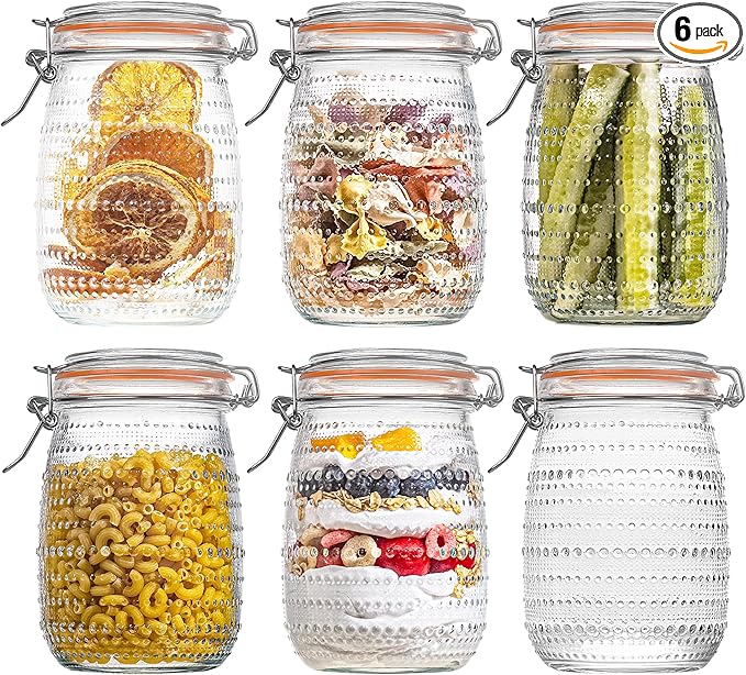 Glass canisters with pantry labels